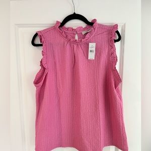 Loft Pink Ruffle Top NWT